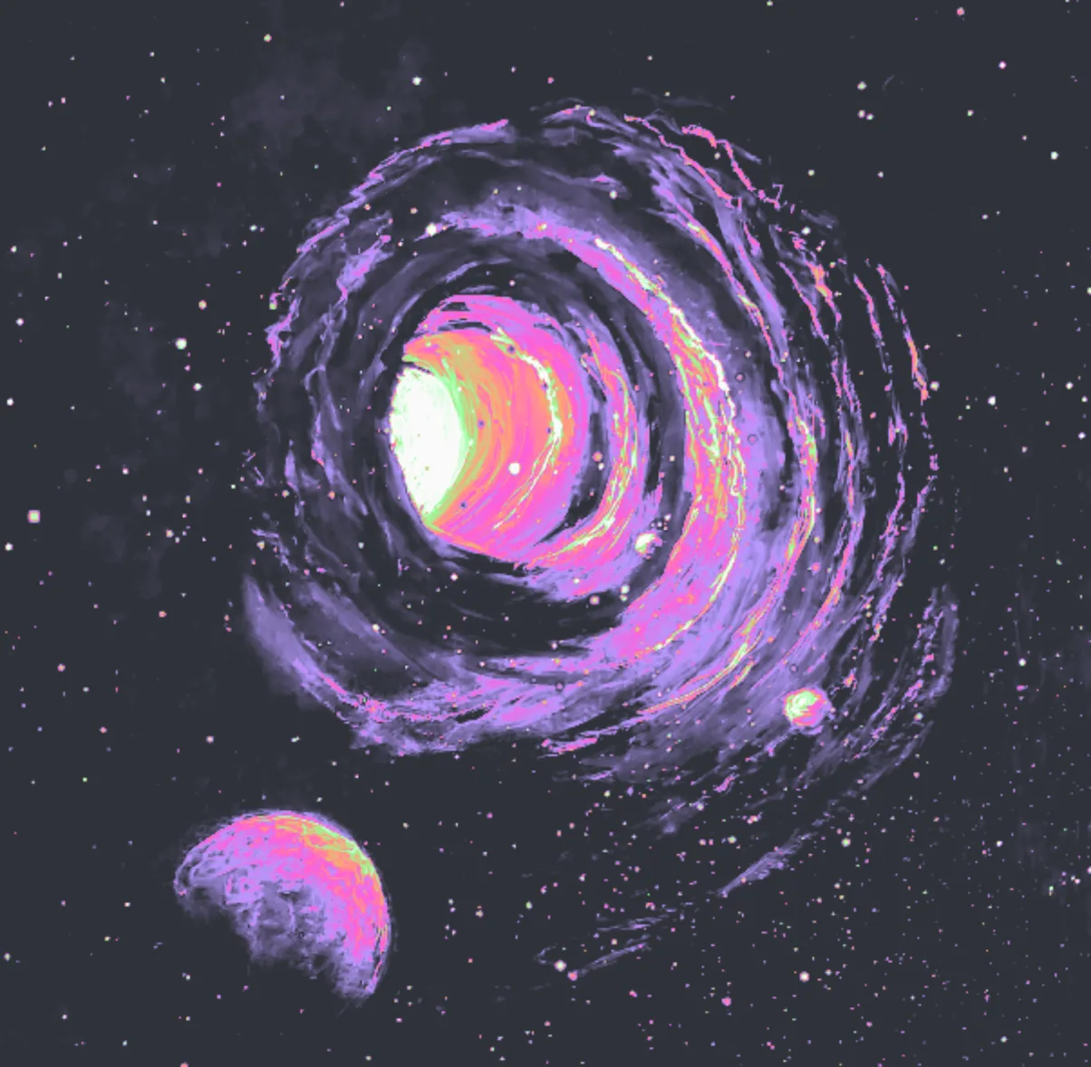 Abstract visualization of a luminous portal in space