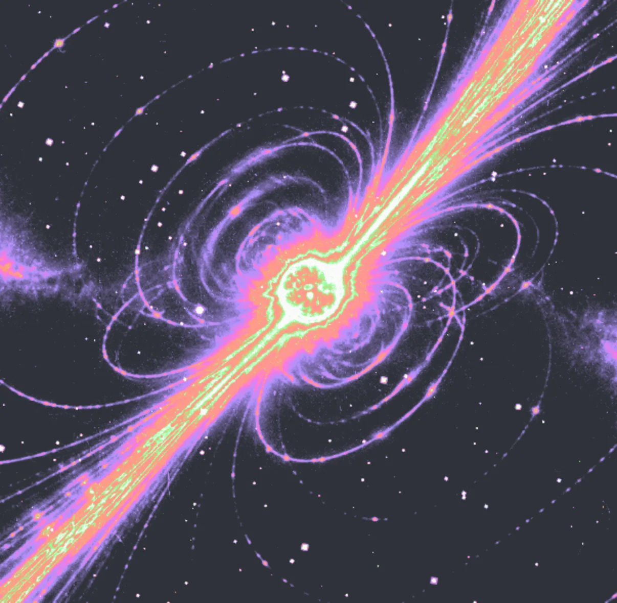 Abstract visualization of intersecting luminous fields
